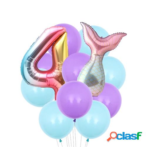 12PCS Mermaid Tail Balloons Birthday Party Decorations Set