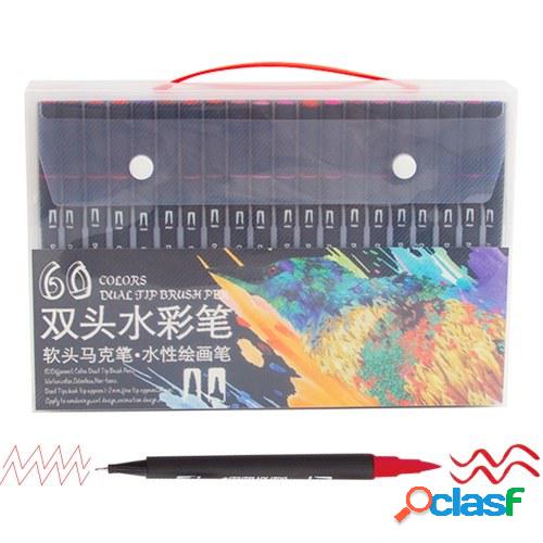 24 colores Rotuladores de pincel de doble punta Fineliner &