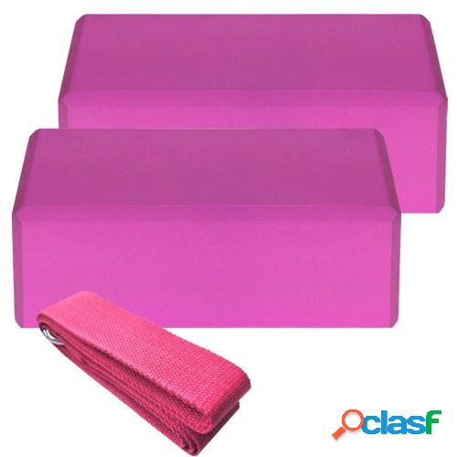 2pcs EVA Yoga Blocks 1pcs Algodón Correa de yoga Bloques de
