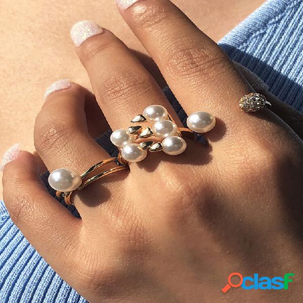 3 Unids / set Trendy vendimia Incrustaciones de Perlas