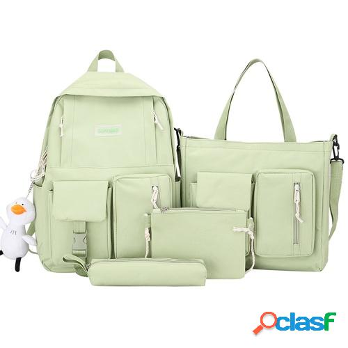 4 piezas Mochila de lona Combo Set Mochilas escolares con