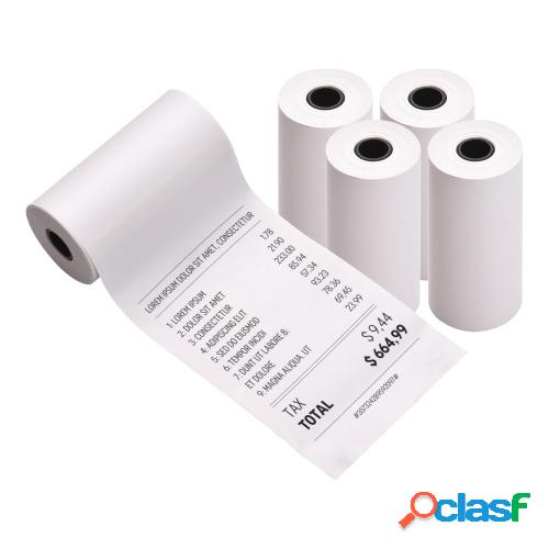 5 rollos 57x30mm Papel térmico directo Papel blanco para