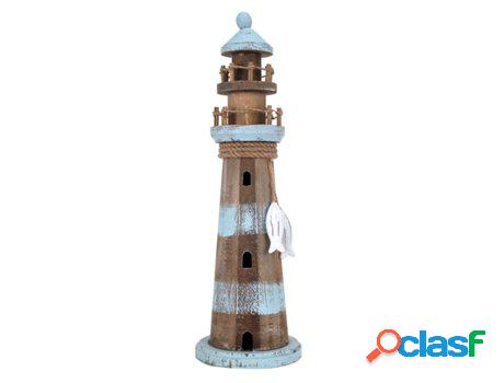 Adorno Faro Mar Marrón de Madera 46X15X15cm Figura Marinera