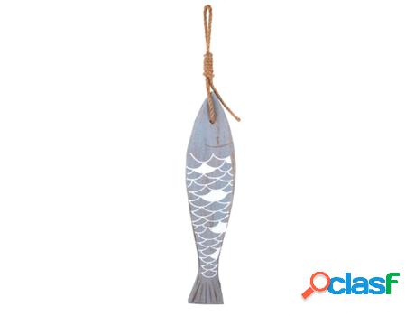 Adorno Pared Pez Azul de Madera 41X2X10cm Colgante Aplique
