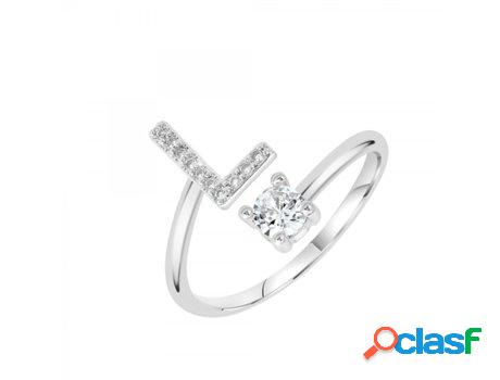 Anillo SC_CRYSTAL Letra (bañado a rodio - 9mm x 6mm)