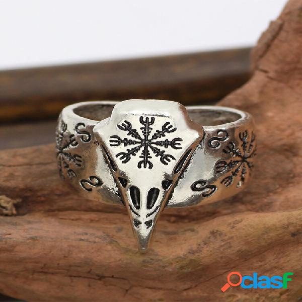 Anillos de aleación Vintage Trendy Carved Crow Cráneo