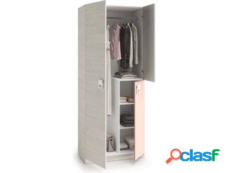 Armario HABITDESIGN Nube (Beis y Rosa - Melamina - 90x200x52