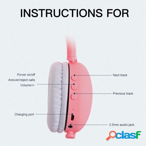 Auriculares LED Cat Ear Auriculares RGB Color Bluetooth 5.0