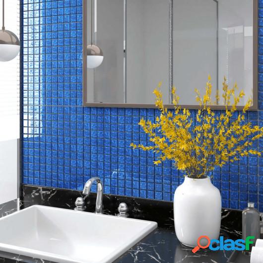 Azulejos mosaico autoadhesivo 11 uds vidrio azul 30x30 cm
