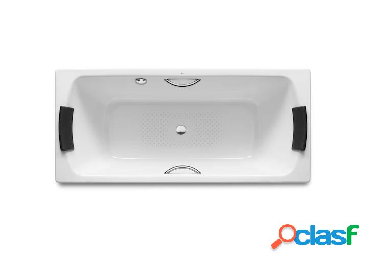 Bañera de acero Roca rectangular fondo antideslizante y