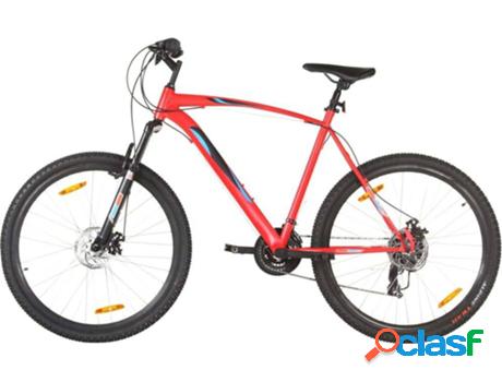 Bicicleta de Montaña VIDAXL Rojo - Velocidades: 21 - 58 cm