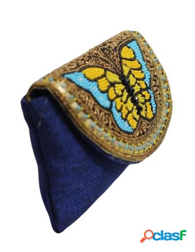 Bolso De Fiesta Pedrería Con Forma De Mariposa Azul Marino