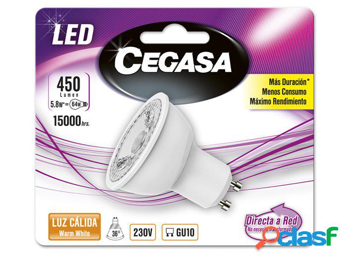 Bombilla de led Cegasa Gu10 5,8w cálida.