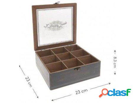 Cajas De Té HOGAR Y MÁS Compartimento (madera mdf vidrio