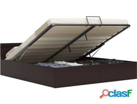 Cama LED Hidráulica con Almacenamiento VIDAXL (Gris - Cuero