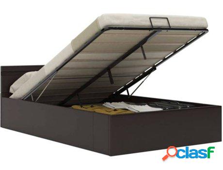 Cama LED Hidráulica con Almacenamiento VIDAXL (Gris - Cuero