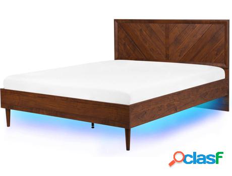 Cama Mialet con LED (Marrón - Tablero de Aglomerado