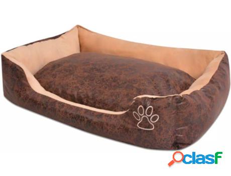 Cama para Perros y Gatos VIDAXL Con Cojín (Marrón - Cuero