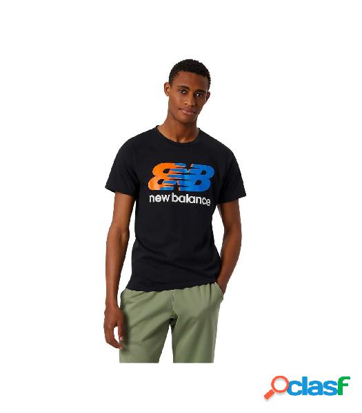 Camiseta New Balance Graphic Heathertech Hombre Black Blue