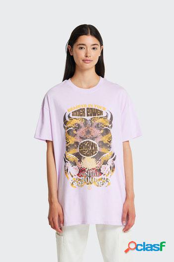 Camiseta oversize polinesia dragones mujer