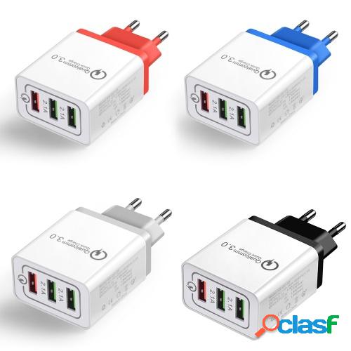 Cargador de teléfono rápido QC3.0 3 puertos Adaptador de