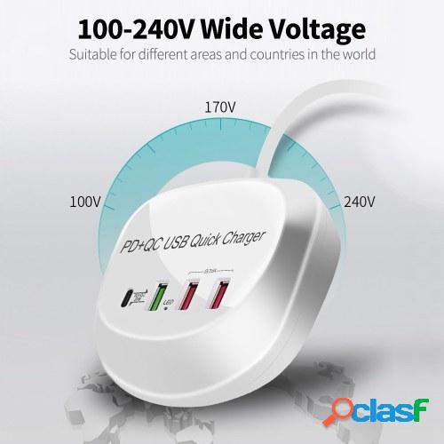 Cargador rápido de 4 puertos 2 USB + QC3.0 + Cargador PD