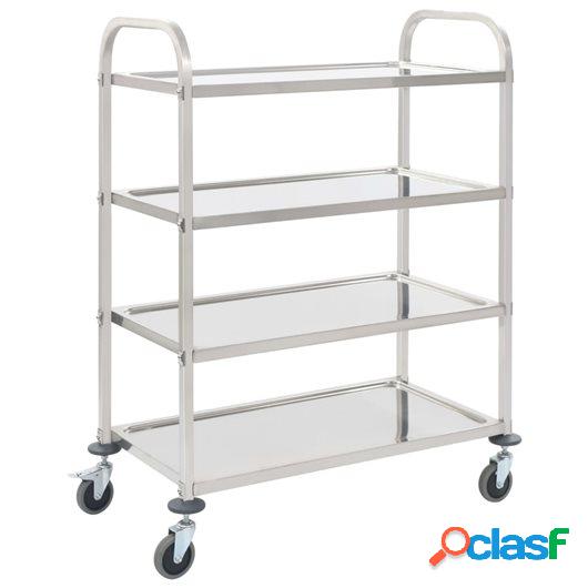 Carrito de cocina de 4 alturas 107x55x125 cm acero