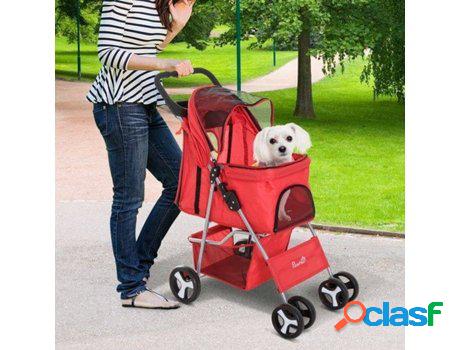 Carrito para Perros PAWHUT Pegable (Rojo - 75x46x94 cm -