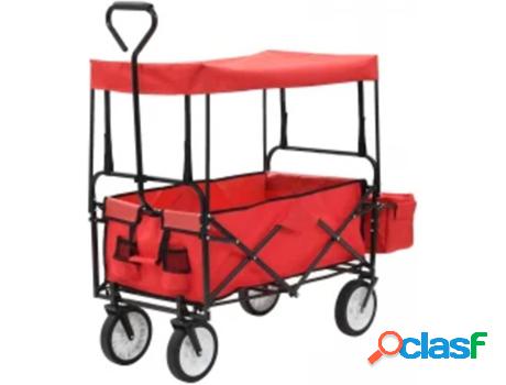 Carro de Mano VIDAXL Plegable con capota Rojo (Hasta 75 kg -