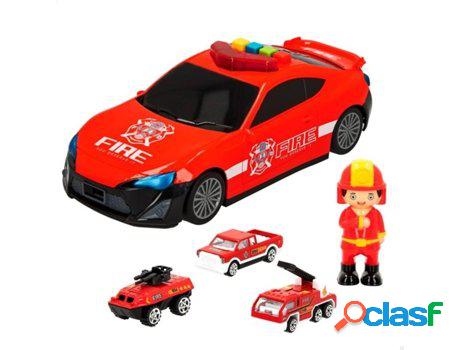 Coche SPEED & GO de bomberos con portacoches