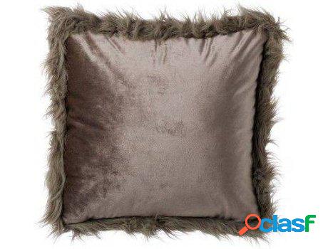 Cojín HOGAR Y MÁS Con Relleno Gri Borde De Pelo (45 x 45