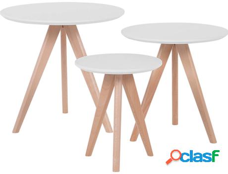Conjunto 3 Mesa de Apoyo Vegas (Blanco - MDF -48x48x46 cm)