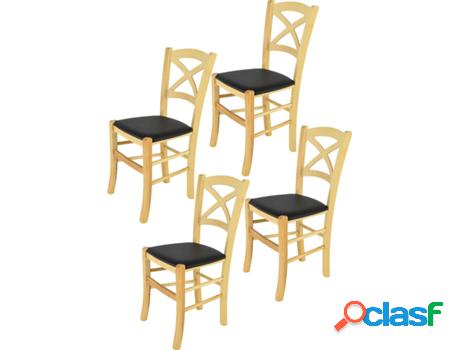 Conjunto de 4 Sillas T M C S Cross 332NAT-PN901 (Marrón