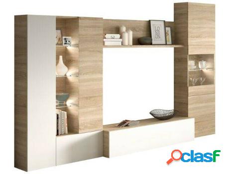 Conjunto de Muebles de TV FORES Daisegno (Blanco - Roble -