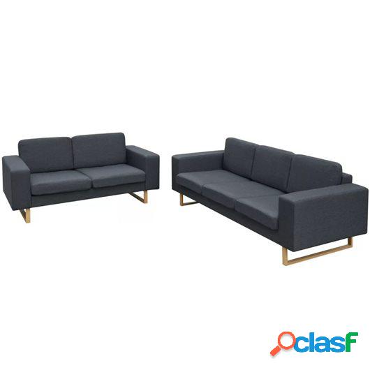 Conjunto de sofás de 2 y 3 plazas gris oscuro