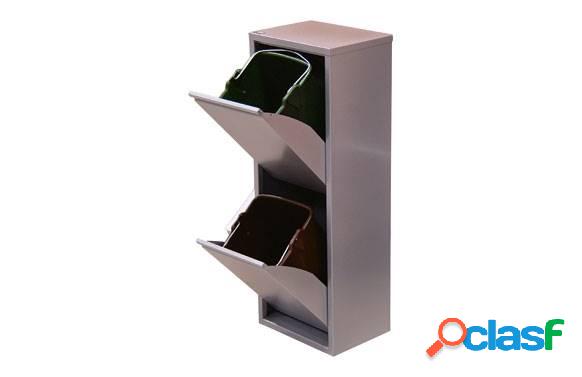 Contenedor de reciclaje 2 departamentos Goro Blanco