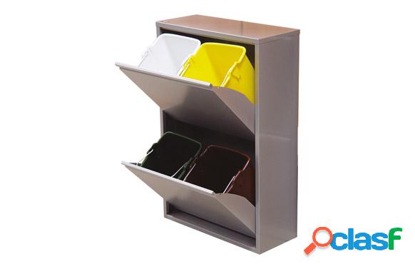 Contenedor de reciclaje 4 departamentos Goro Gris