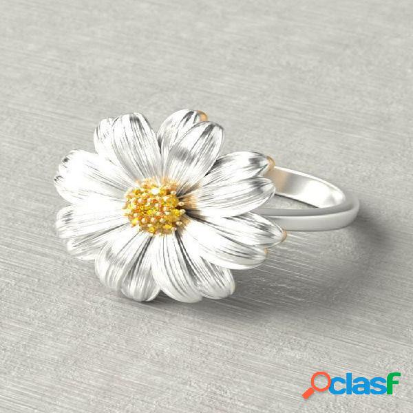 Crisantemo de moda Flor de margarita pequeña Mujer Anillos