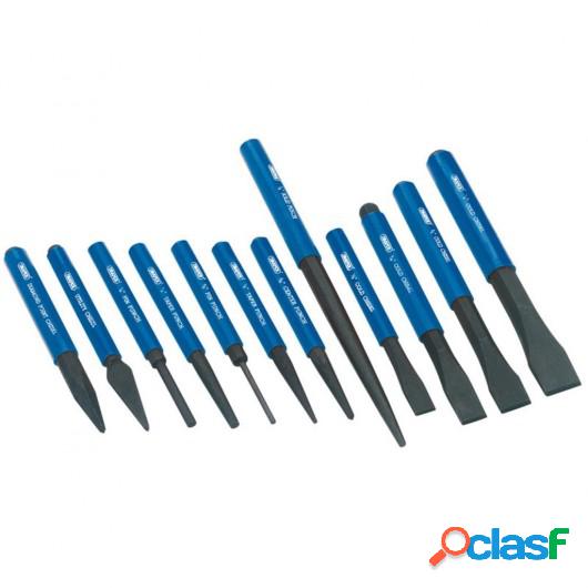 Draper Tools Juego cincel y punzón 12 piezas azul 26557