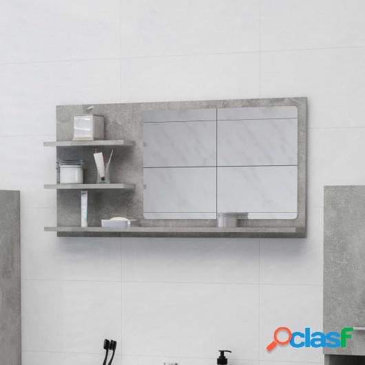 Espejo de baño aglomerado gris hormigón 90x10,5x45 cm
