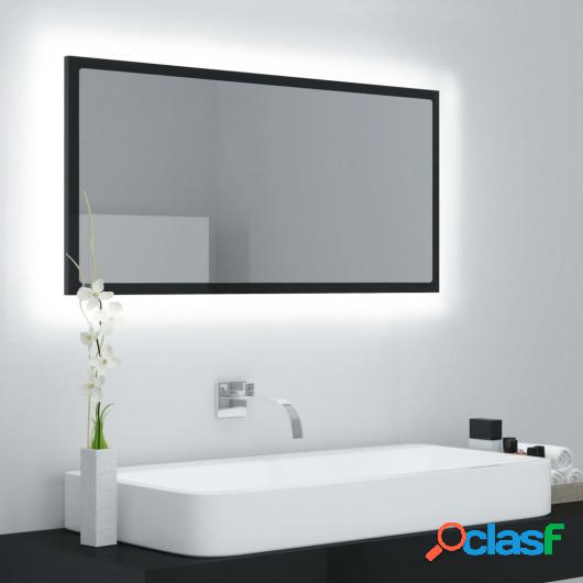 Espejo de baño con LED aglomerado negro brillante 90x8,5x37