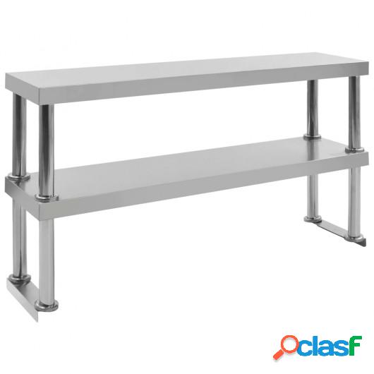 Estante mesa de trabajo 2 niveles acero inoxidable 120x30x65