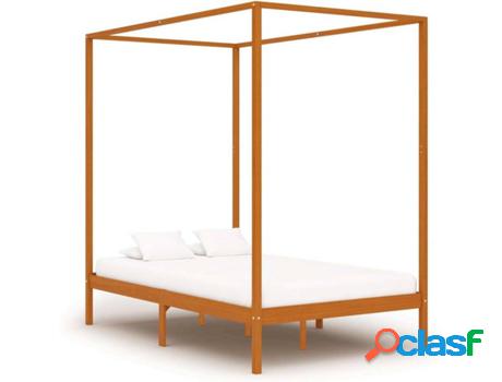 Estructura de Cama VIDAXL con toldo pino macizo marrón miel