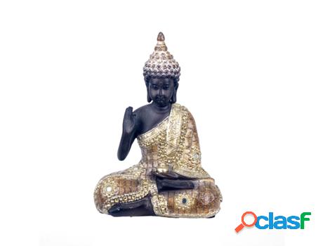 Figura Buda Gris de Resina 21X8X15cm Figura de Buda