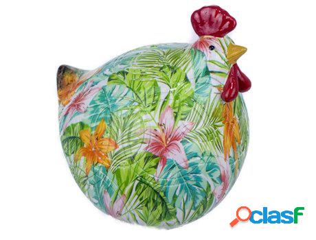 Figura Gallina con Hucha Verde de Resina 18X14X18cm Figura
