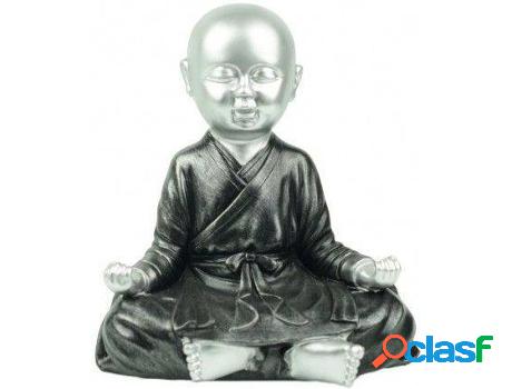Figura HOGAR Y MÁS Niño Tibetano Meditando En Resina Plata