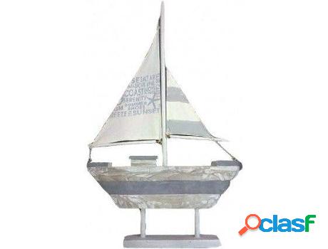 Figura HOGAR Y MÁS Velero Decorativo De Madera Y Tela (55 x