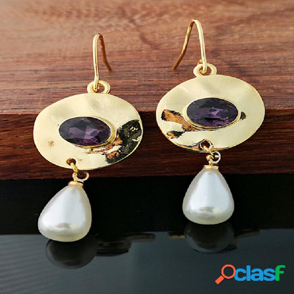 Forma de gota de agua vintage Mujer Pendientes Perla de
