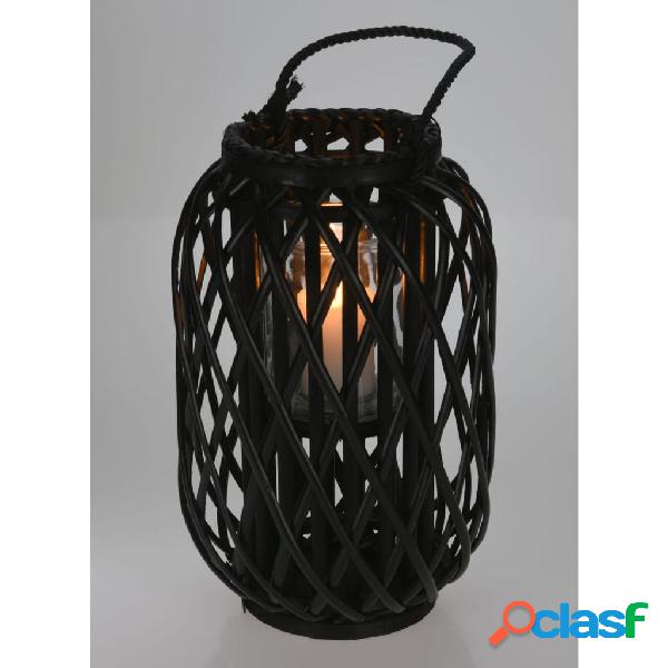 H&S Collection Farol de junco negro 40x26 cm