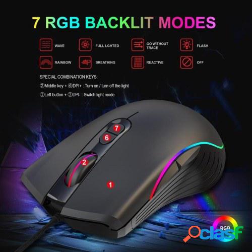 HXSJ A867 Ratón ergonómico para juegos RGB con cable V100